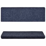 vidaXL Tapis d'escalier autocollants 15 pièces 65 x 21 x 4 cm Bleu Bord rectangulaire