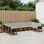 vidaXL Ensemble de canapés d'extérieur 10 Pièces Naturel et Gris clair