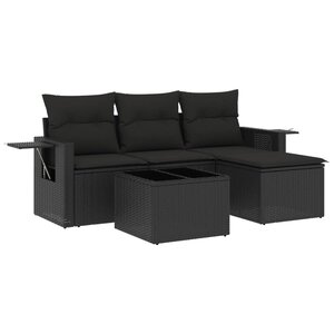 vidaXL Salon de jardin 4 Pièces avec coussins noir résine tressée