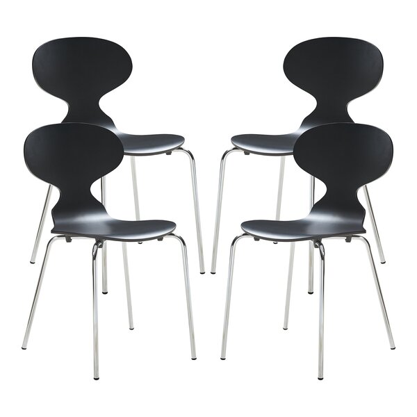 Lot de 4 chaises de salle à manger moderne design robuste noir / chrome 03_0009838