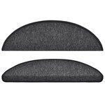 vidaXL Tapis d'escalier 15 pièces 56 x 17 x 3 cm Anthracite Demi-rond