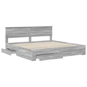 vidaXL Cadre de lit Gris Sonoma 200 x 200 cm Bois d'ingénierie