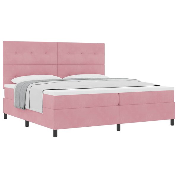 vidaXL Lit à ressorts avec matelas Rose 200 x 200 cm tissu
