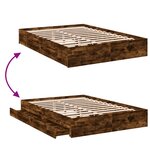 vidaXL Cadre de lit et tiroirs chêne fumé 150x200 cm bois d'ingénierie