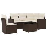 vidaXL Salon de jardin avec coussins 6 Pièces marron résine tressée