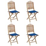 vidaXL Mobilier à dîner d'extérieur pliable 5 Pièces avec coussins bambou