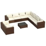 vidaXL Salon de jardin 10 Pièces avec coussins marron résine tressée