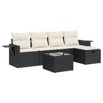 vidaXL Salon de jardin 6 Pièces avec coussins noir résine tressée