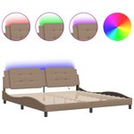 vidaXL Cadre de lit avec lumières LED cappuccino 200x200 cm similicuir