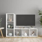 vidaXL Meubles TV 2 Pièces Blanc 107x35x37 cm Bois d'ingénierie