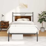 vidaXL Cadre de lit sans matelas chêne fumé 100x200 cm bois ingénierie
