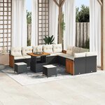 vidaXL Ensemble de canapé de jardin 13 Pièces Noir  Crème 80 x 80 x 71 cm