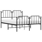 vidaXL Cadre de lit métal sans matelas avec pied de lit noir 150x200cm