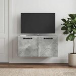 vidaXL Meuble TV mural Gris béton 59 5 x 31 x 30 cm Bois d'ingénierie