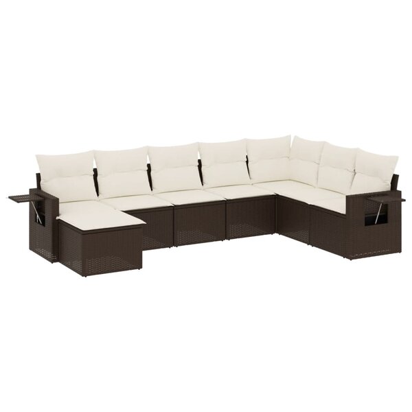 vidaXL Salon de jardin 8 Pièces avec coussins marron résine tressée