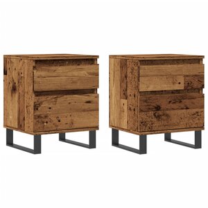 vidaXL Tables de chevet 2 Pièces vieux bois 40x35x50 cm bois d’ingénierie