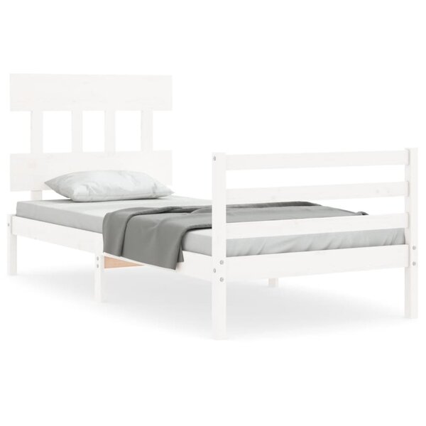 vidaXL Cadre de lit sans matelas blanc bois massif