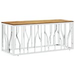 vidaXL Table basse argenté acier inoxydable et bois massif d'acacia
