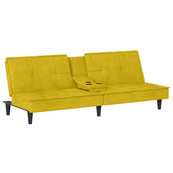 vidaXL Canapé-lit avec porte-gobelets jaune velours