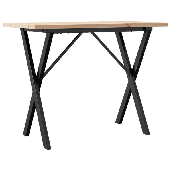 vidaXL Table à manger cadre en X 100x50x75 5 cm bois pin massif acier