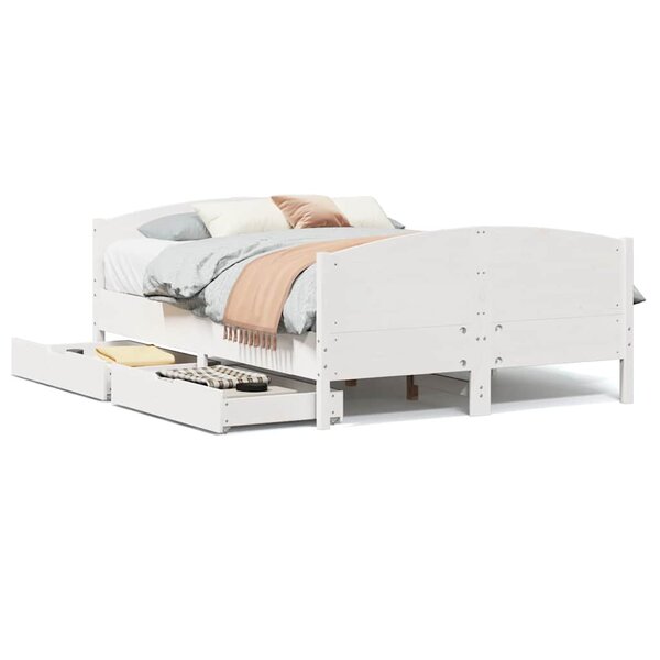 vidaXL Cadre de lit sans matelas blanc 120x190 cm bois de pin massif