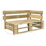 vidaXL Canapé d'angle palette de jardin vert bois de pin imprégné