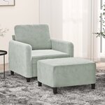 vidaXL Fauteuil avec repose-pied Gris clair 60 cm Velours