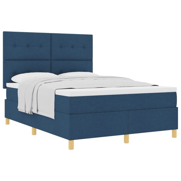 vidaXL Lit à ressorts avec matelas Bleu 160 x 200 cm tissu