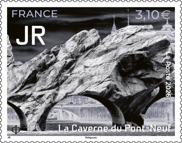 Timbre - JR - La caverne du Pont-Neuf - Lettre verte