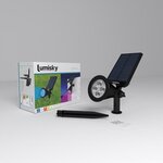 LUMISKY Pack de 2 Spots solaires extérieur étanches - 4 LEDs colorées - 200 Lm - Tete pivotante a 90°C