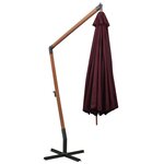 vidaXL Parasol de jardin suspendu et mât rouge bordeaux bois de sapin