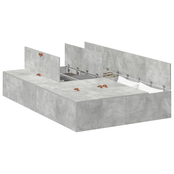 vidaXL Cadre de lit avec rangement Gris béton 120 x 200 cm