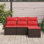 vidaXL Ensemble de canapé de jardin 4 Pièces Marron polyrotin