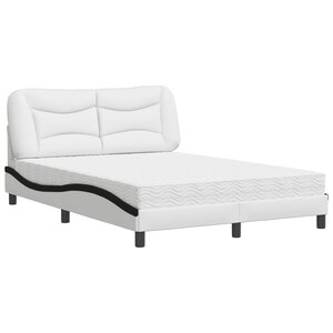 vidaXL Lit avec matelas Hvar blanc et noir 140x200 cm similicuir