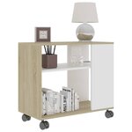 vidaXL Table d'appoint Blanc chêne sonoma 70x35x55cm Bois d'ingénierie