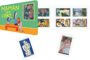 Carnet de 12 timbres - Maman dans l'art - Lettre verte