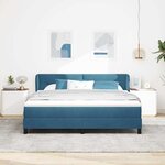 vidaXL Lit à ressorts avec matelas Bleu foncé 180 x 200 cm Velours
