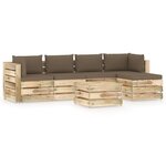 vidaXL Salon de jardin 6 Pièces avec coussins Bois imprégné de vert