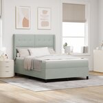 Box Spring VidaXL avec Matelas & Lumière LED Gris Clair 140x200 cm Velours
