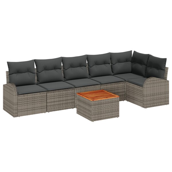 Canapé de jardin vidaXL 7 pièces avec coussins gris en poly rotin