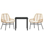 vidaXL Ensemble de salle à manger pour jardin 3 Pièces Marron polyrotin
