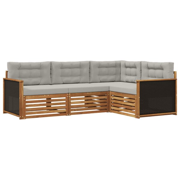vidaXL Ensemble de canapés d'extérieur 4 Pièces Naturel et gris clair