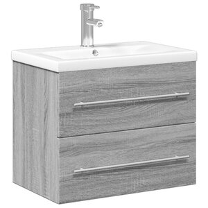 vidaXL Armoire lavabo de salle de bain avec bassin intégré sonoma gris