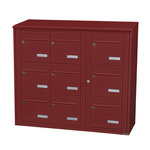 Bloc collectif Leabox 3x3 grade 3 simple face extérieur fixation murale rouge brun ral 3011 finition brillante