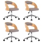 vidaXL Chaises pivotantes à manger lot de 4 taupe bois courbé et tissu