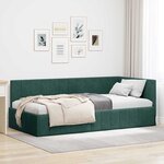 vidaXL Cadre de lit d'angle Vert foncé 100 cm x 200 cm tissu