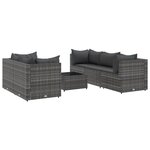 vidaXL Salon de jardin 6 Pièces avec coussins Gris Résine tressée