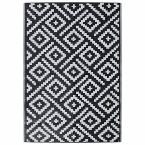 vidaXL Tapis d'extérieur ARAKIL blanc et noir 140 x 200 cm PP
