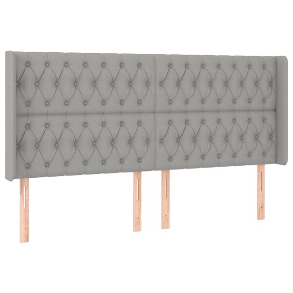 vidaXL Tête de lit avec oreilles Gris clair 183x16x118/128 cm Tissu