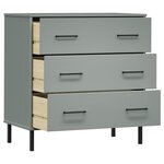 vidaXL Buffet avec 3 tiroirs Gris 77x40x79 5 cm Bois massif OSLO